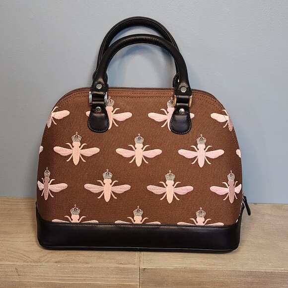 My Flat in London by Jan Haedrich Pink Brown Queen Bee Handbag Dust Bag NWOT - Picture 4 of 9